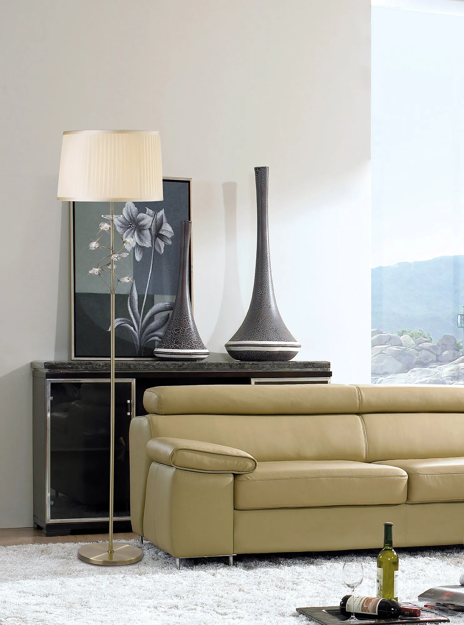 Willow Crystal Floor Lamps Diyas Shaded Floor Lamps